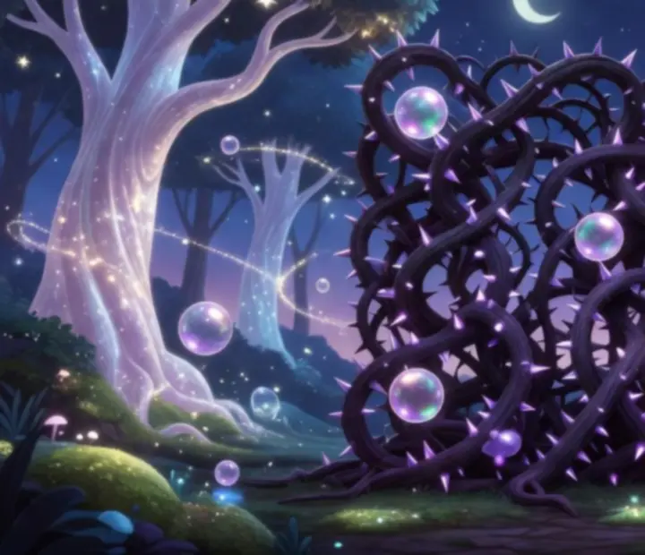 Magická bramborová zeď a bariéry z trnitého porostu v herním poli Bubble Witch 3 Saga